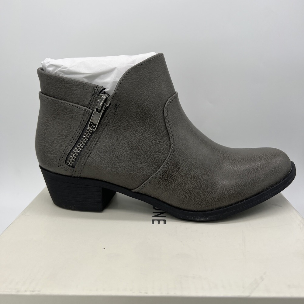 Sun + Stone Abbyy Grey Ankle Boots Womens 6 M Low Block‎ Heel Round Toe ABBYYP